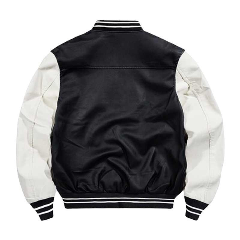 Herren College‑Varsity‑Bomberjacke mit kontrastreichen Ärmeln, Letterpatch und Rippbündchen Drune