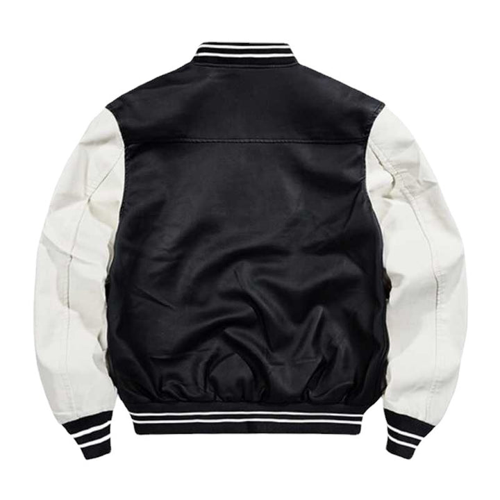 Herren College‑Varsity‑Bomberjacke mit kontrastreichen Ärmeln, Letterpatch und Rippbündchen Drune