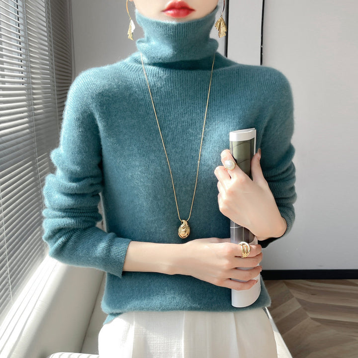 Damen Kurz geschnittener Rollkragenpullover aus weichem Kaschmir-Blend mit schmaler Silhouette Drune