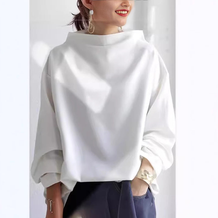 Frauen Oversize Bluse mit weitem Bootsausschnitt und Ballonärmeln Drune