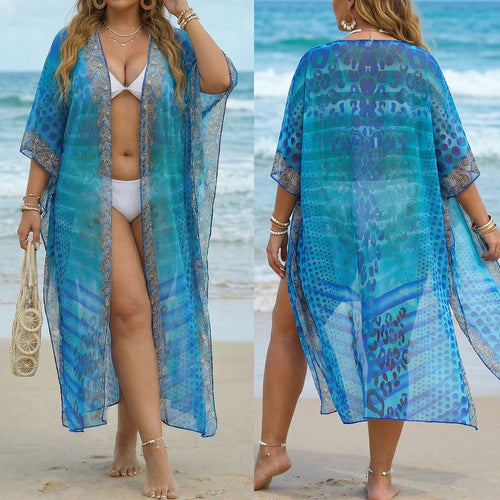 Damen eleganter Strandkimono mit filigranen Muster Drune