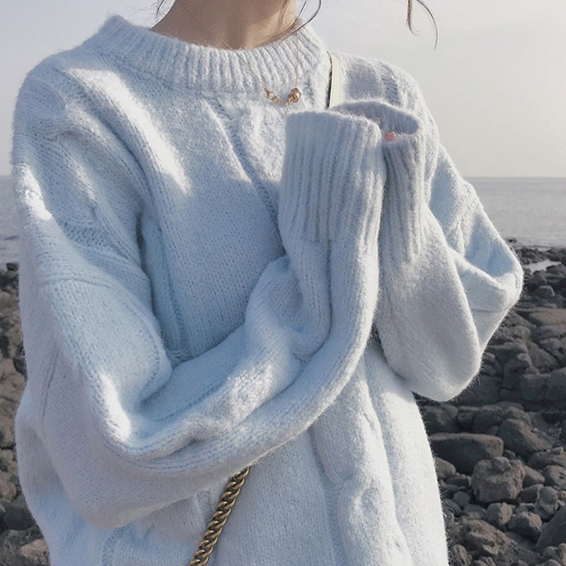 Damen Grobstrickpullover mit elegantem Zopfmuster und lässigem Schnitt Drune