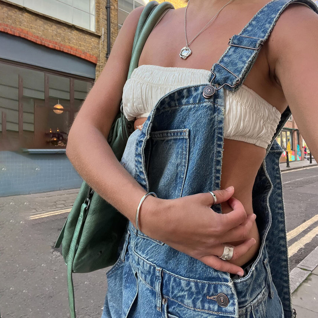 Damen Lässige Jeans-Trägerhose im entspannten Schnitt Drune