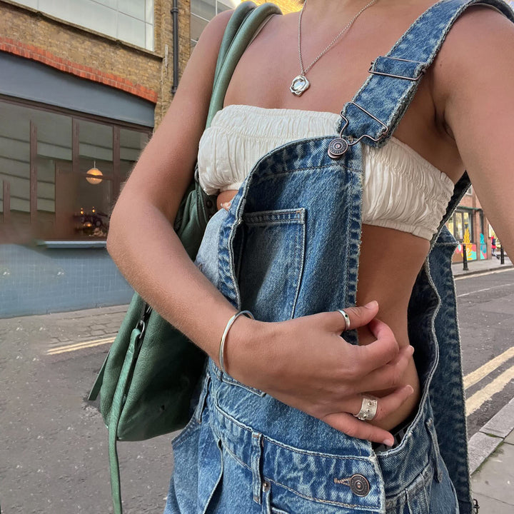Damen Lässige Jeans-Trägerhose im entspannten Schnitt Drune