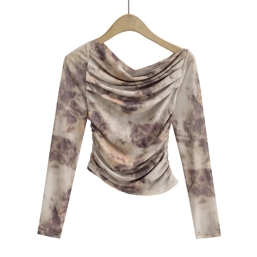 Damen Elegantes Longsleeve-Top mit gerafftem Design Drune