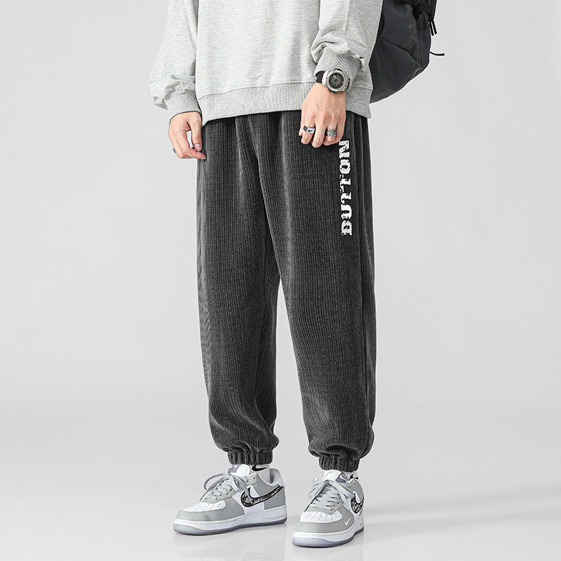 Herren Weiche Cord-Jogginghose im Relaxed-Fit mit elastischem Bund und Bündchen Drune