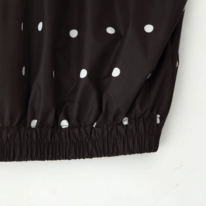 Damen Cropped-Übergangsjacke im Polka‑Dot-Design mit Stehkragen und elastischen Bündchen Drune