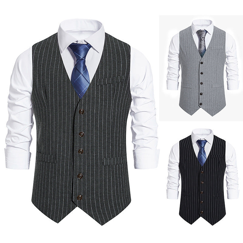 Herren elegante Anzugweste mit feinem Nadelstreifen und praktischen Taschen Drune