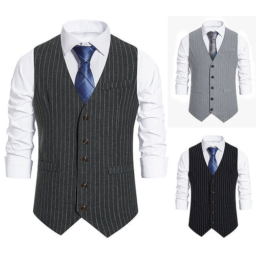 Herren elegante Anzugweste mit feinem Nadelstreifen und praktischen Taschen Drune