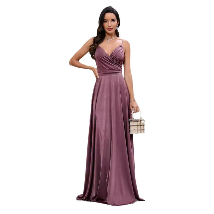 Damen Elegantes Maxikleid mit gerafftem Oberteil und schwingendem Saum Drune