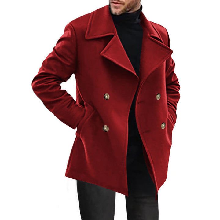Herren Zweireihiger taillierter Peacoat mit breitem Revers und Eingrifftaschen Drune