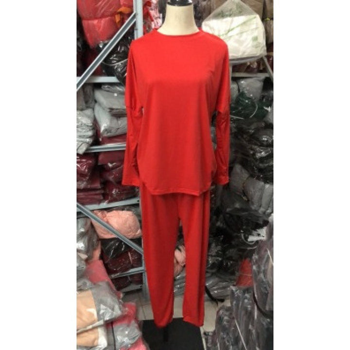 Damen Lässiges Lounge-Set mit Rundhalsausschnitt, Kordelzug-Hose und Bündchen Drune