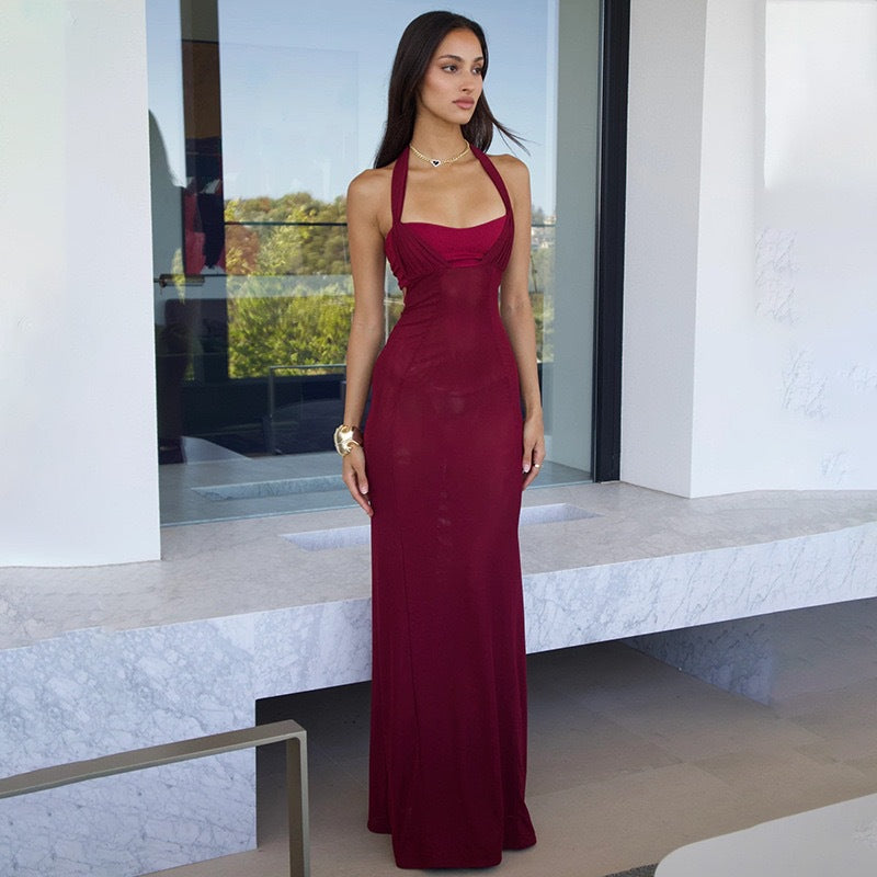 Damen Elegantes langes Kleid mit feinen Cut-Out-Details Drune