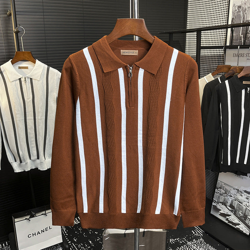 Herren Modisches Kurzarm Strickoberteil mit Reißverschluss Drune 1787964672