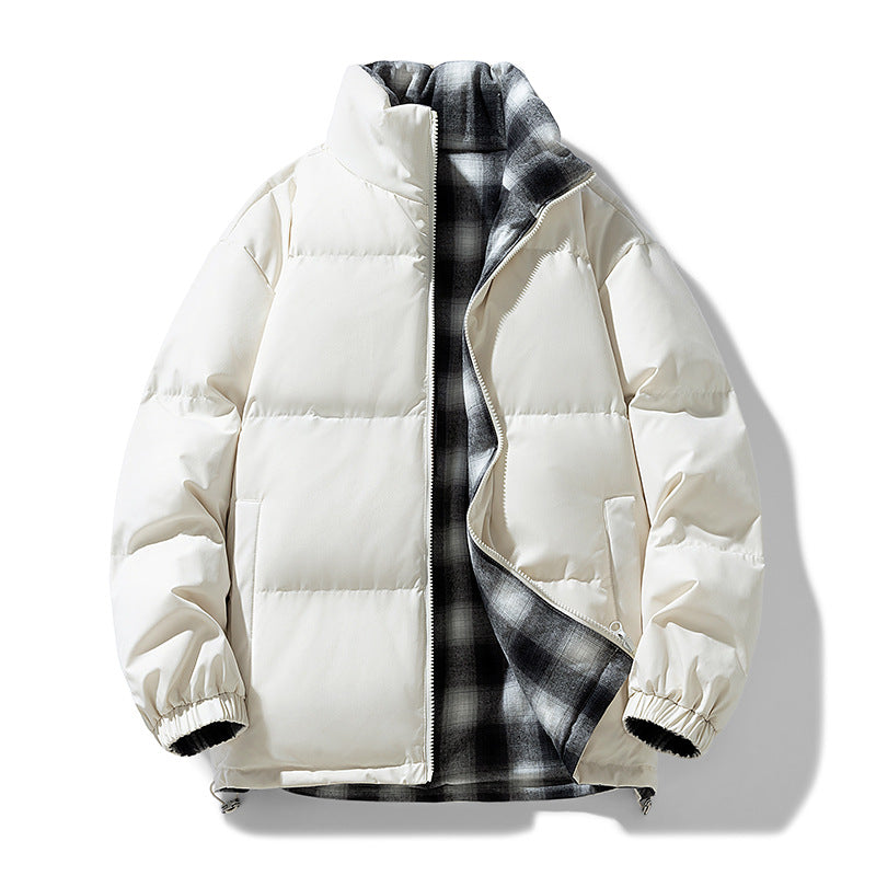 Unisex Wattierte Übergangsjacke mit kariertem Innenfutter und Stehkragen Drune