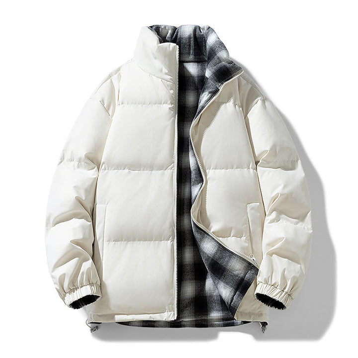 Unisex Wattierte Übergangsjacke mit kariertem Innenfutter und Stehkragen Drune