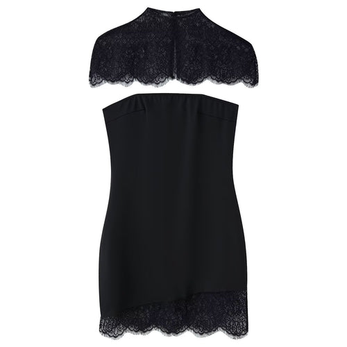 Damen Spitzen-Hängerchenkleid mit elegantem Rückenausschnitt und charmantem Saum Drune