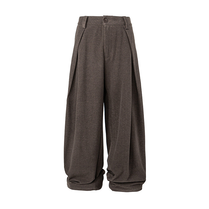 Damen Weite Palazzo-Hose mit hoher Taille, Kellerfalten und umgeschlagenem Saum Drune