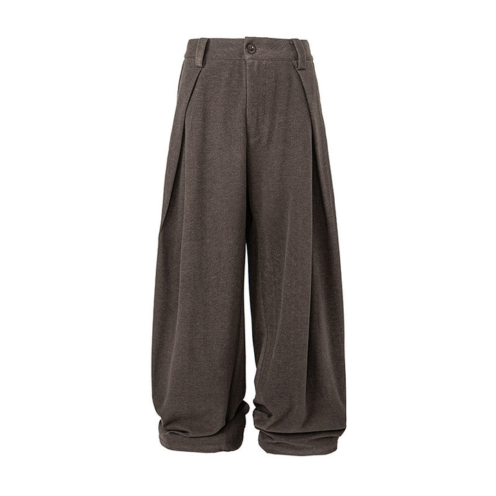 Damen Weite Palazzo-Hose mit hoher Taille, Kellerfalten und umgeschlagenem Saum Drune