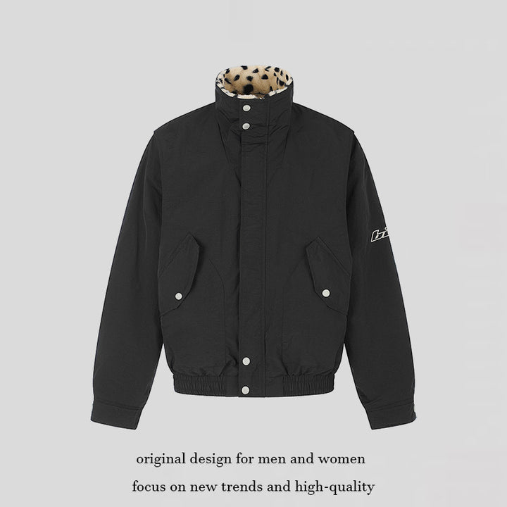 Damen Wattierte Blousonjacke mit Stehkragen und Leo‑Futter Drune
