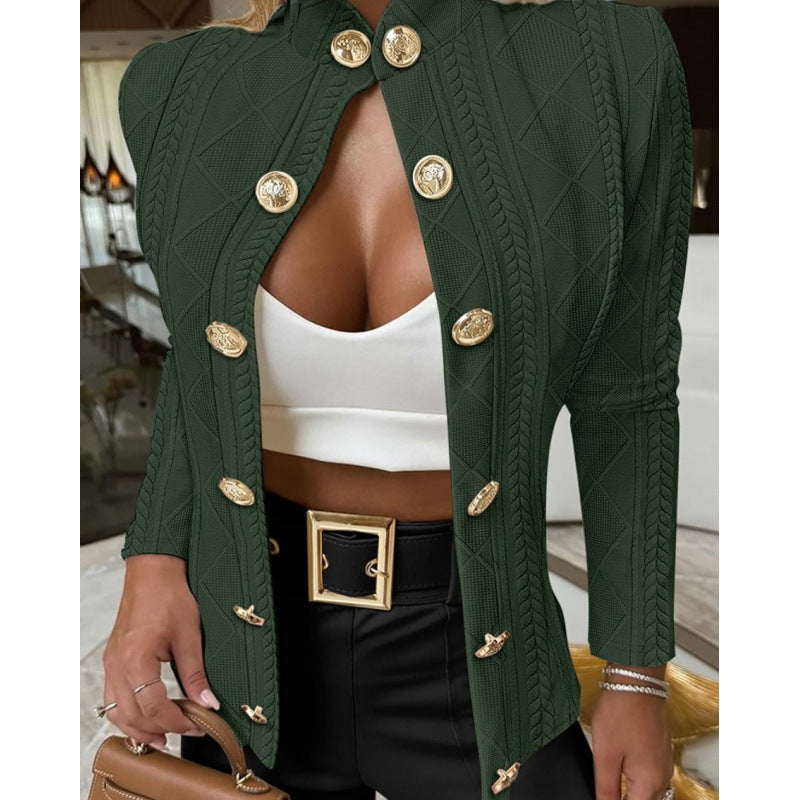 Damen Elegante und modische Strickjacke mit dekorativen Knöpfen Drune
