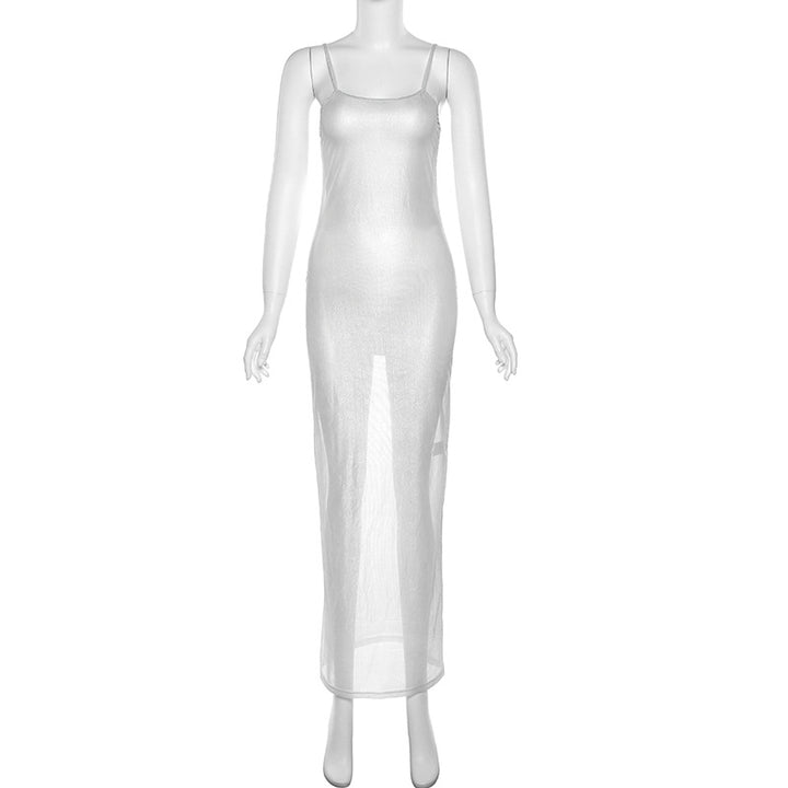 Damen Maxi-Strandkleid aus leichtem Material mit feinen Spaghettiträgern Drune