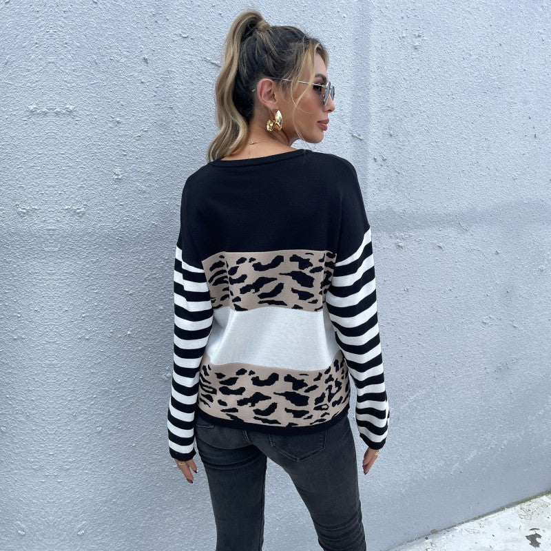 Damen Strickpullover mit Animal-Blockstreifen und Bretonärmeln Drune