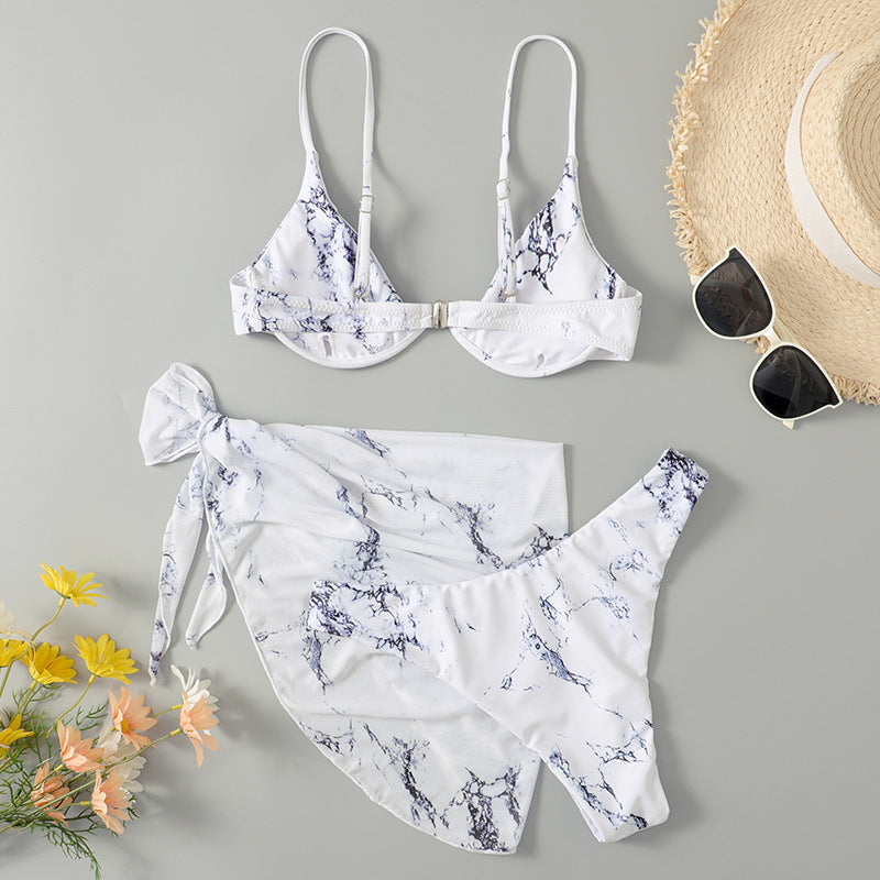 Damen Triangel-Bikini-Set mit asymmetrischem Wickelrock Drune