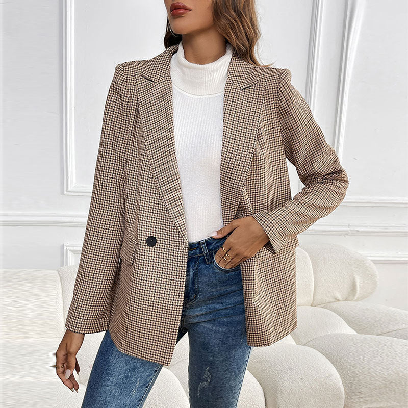 Damen Karierter Blazer im eleganten Schnitt Drune