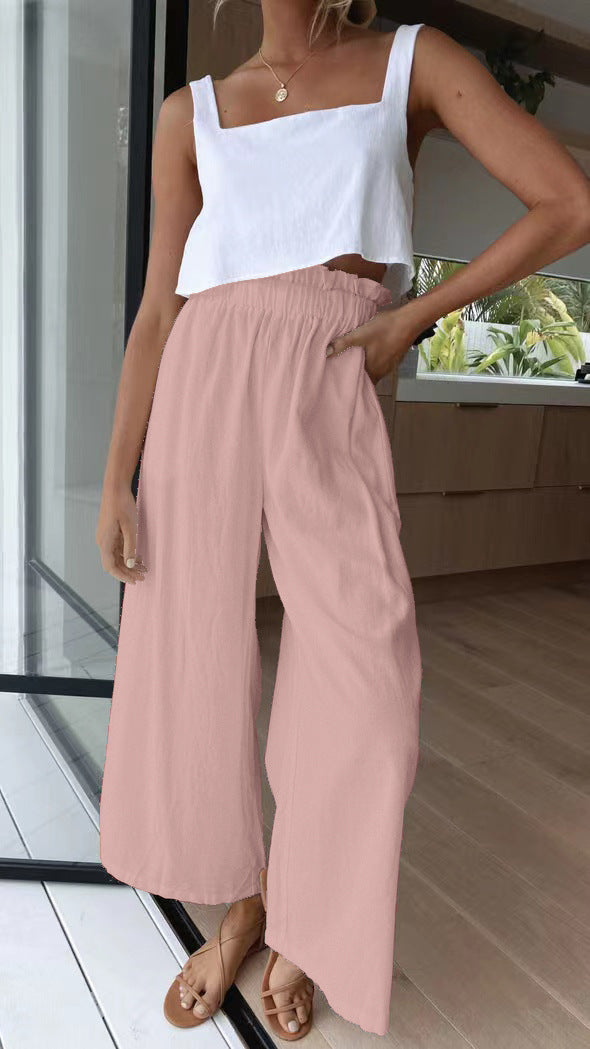 Damen weite Palazzo-Hose mit elastischem Bund und bequemer Passform Drune