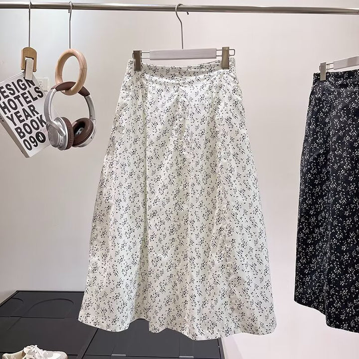 Damen Midirock mit floralem Muster und elastischem Bund Drune