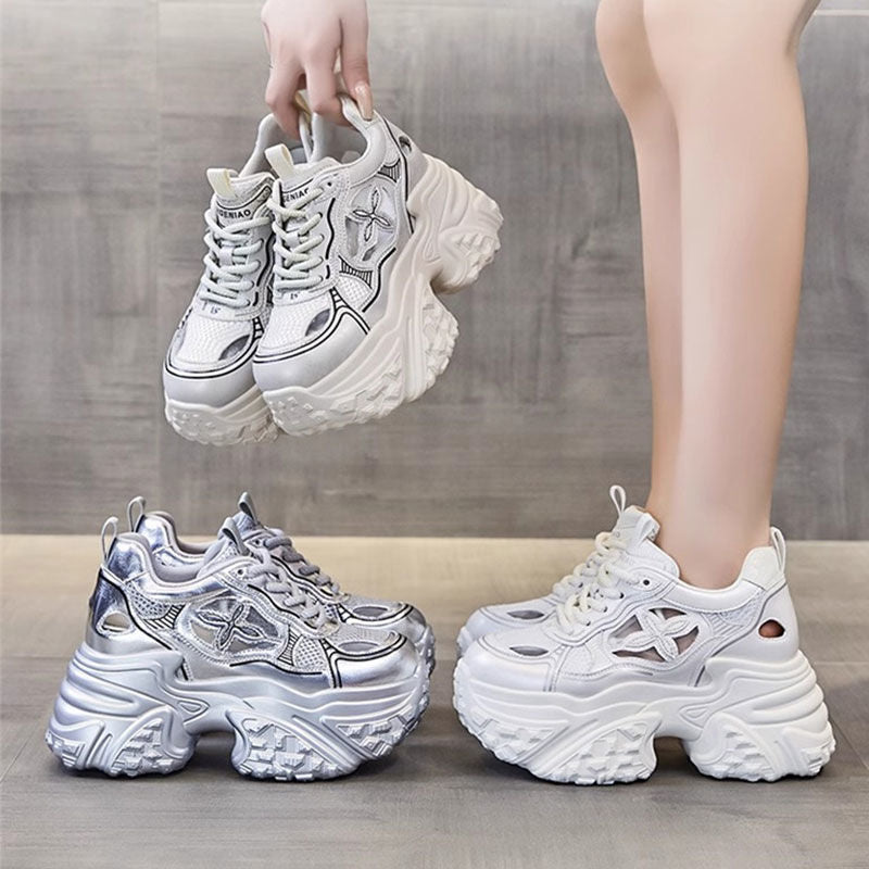Damen Sportliche Plateau-Sneaker mit innovativem Oberflächen-Design Drune