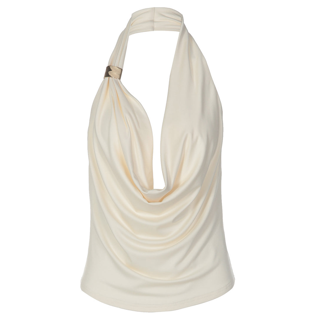 Damen Drapiertes Top mit elegantem Ausschnitt Drune