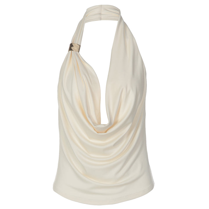 Damen Drapiertes Top mit elegantem Ausschnitt Drune