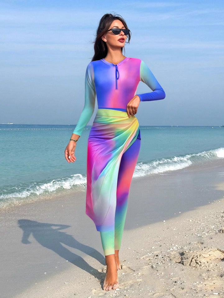 Damen modischer Langarm-Surfsuit mit Wickeloptik Drune