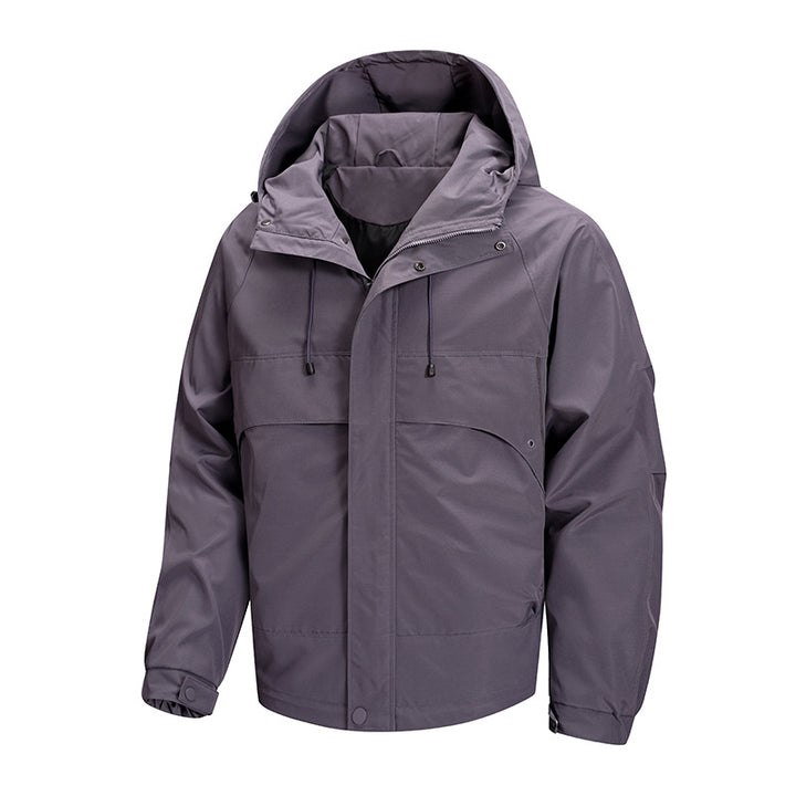 Herren urbaner Allwetter-Hybridblouson mit gesteppter Innenlage, verstellbarer Kapuze und verdeckten Reißverschlusstaschen Drune