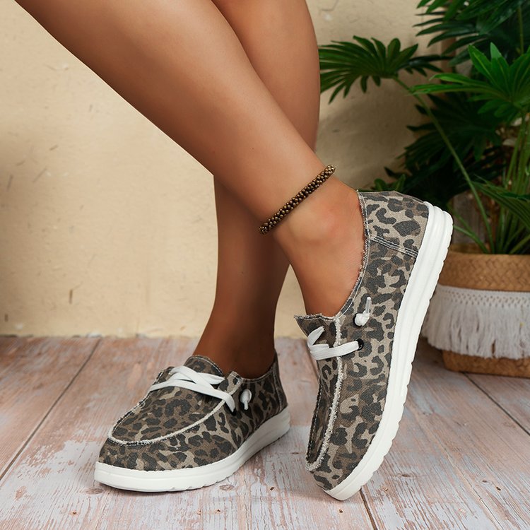Damen nan Segeltuch-Mokassin-Sneaker mit elastischer Schnürung gepolstertem Komfortfußbett und profilierter Gummisohle Drune