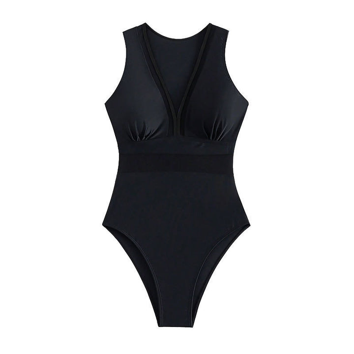 Damen Einteiliger Badeanzug mit tiefem V-Ausschnitt und figurformendem Design Drune