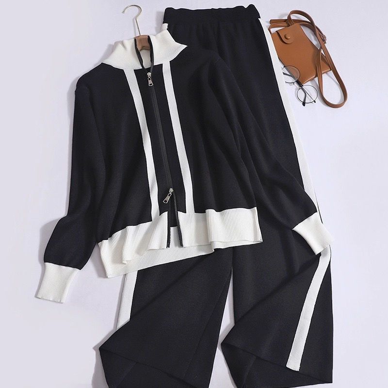 Damen Sportliches Strickensemble mit Reißverschluss Drune