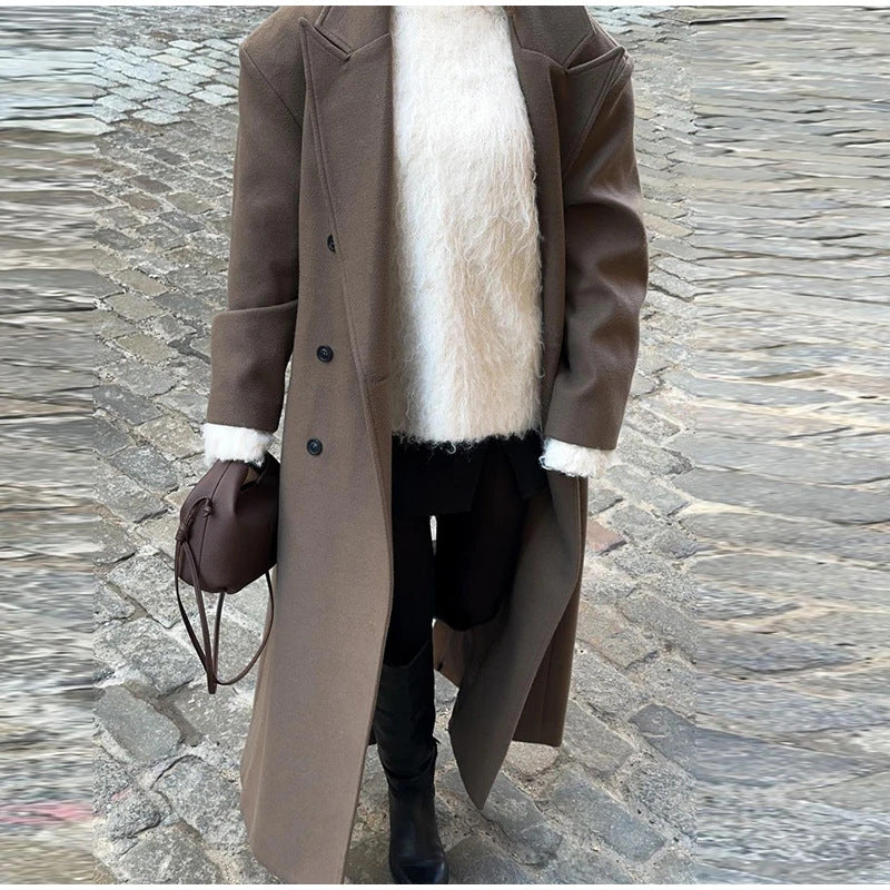 Herren lange elegante Doppelreiher Drune