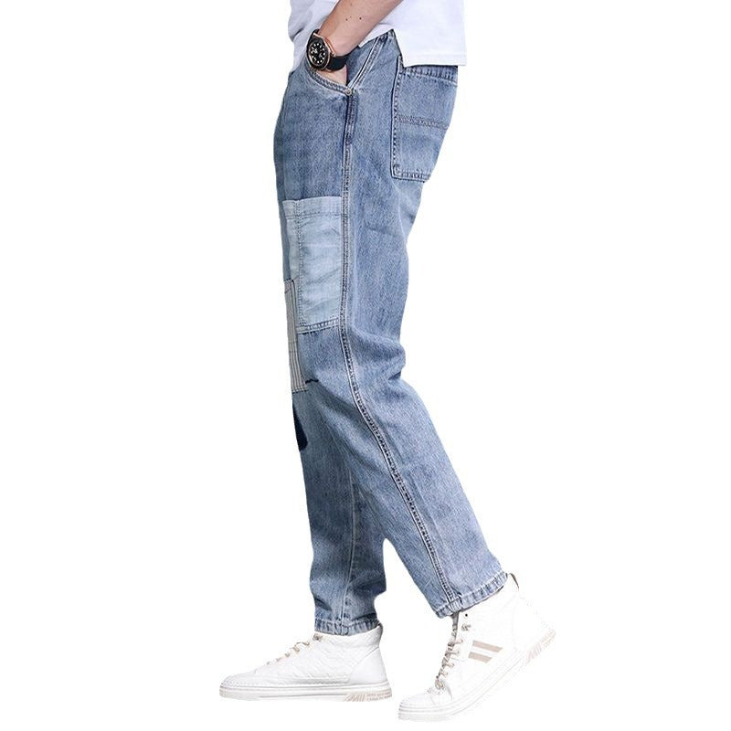 Herren lässige Denim-Hose mit kreativen Patch-Details Drune