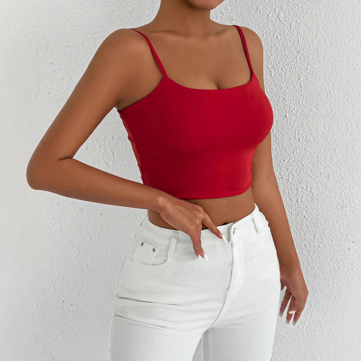 Damen Figurbetontes Crop-Top aus elastischem Material mit Spaghetti-Trägern Drune