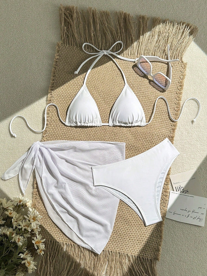Damen Triangel-Bikini mit Wickeltuch und verstellbaren Trägern Drune