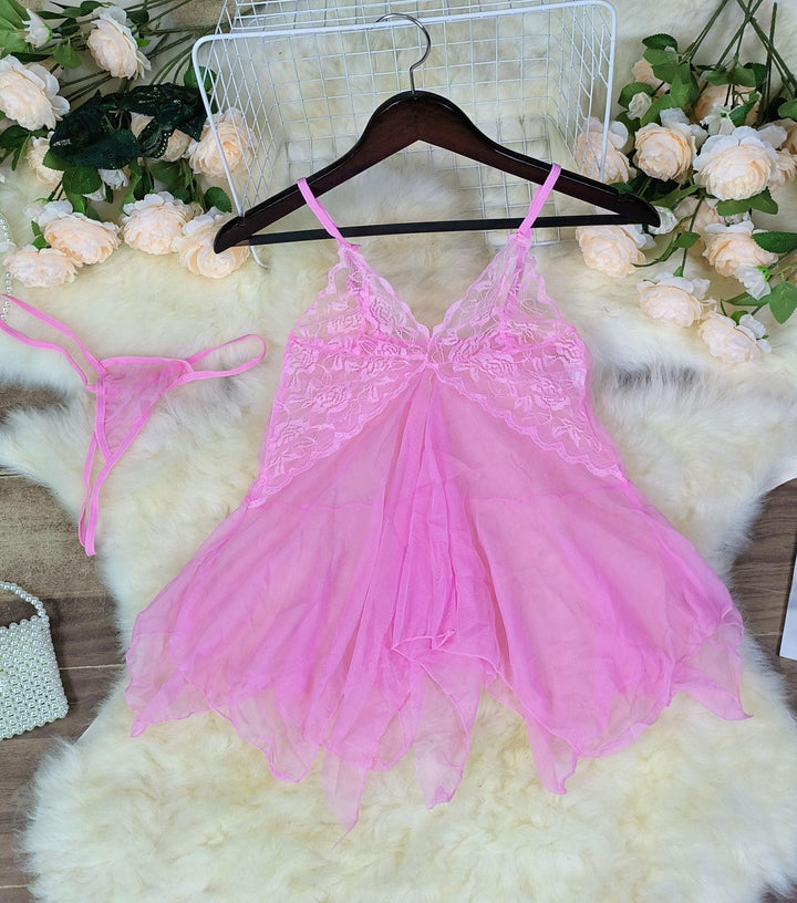 Damen verführerisches Negligé mit zartem Chiffon und Spitzenakzenten Drune