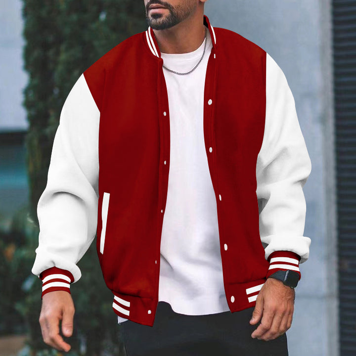 Herren sportliche Collegejacke mit traditionellem Schnitt und kontrastierenden Ärmeln Drune