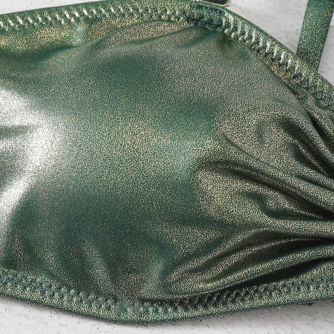 Damen Glänzender zwei-teiliger Bikini mit eleganter Verzierung Drune