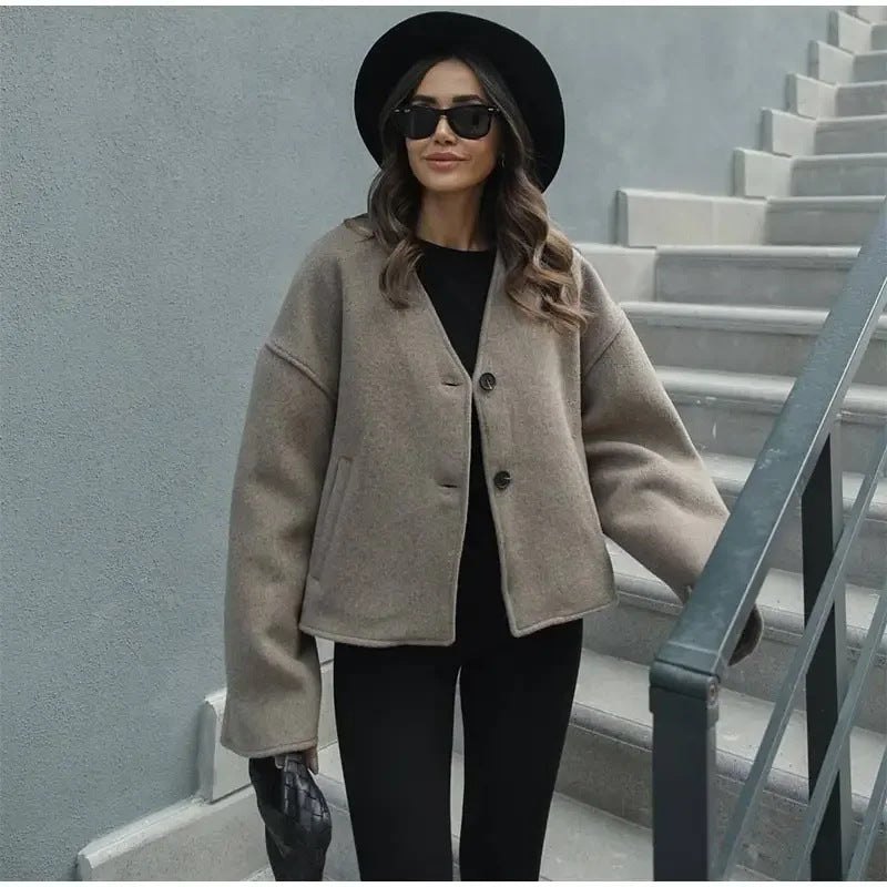 Damen Oversized Wolle-Blazer Drune