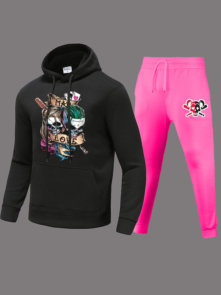 Damen Hoodie und Jogginghose Set mit einzigartigem Totenkopf-Design Drune