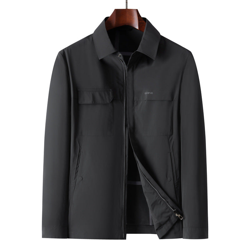Herren Leichte Wasserabweisende Zip-Übergangsjacke mit Hemdkragen und Brusttaschen Drune