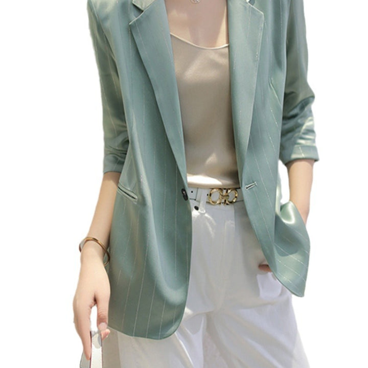 Damen Eleganter Blazer mit feinen Streifen Drune